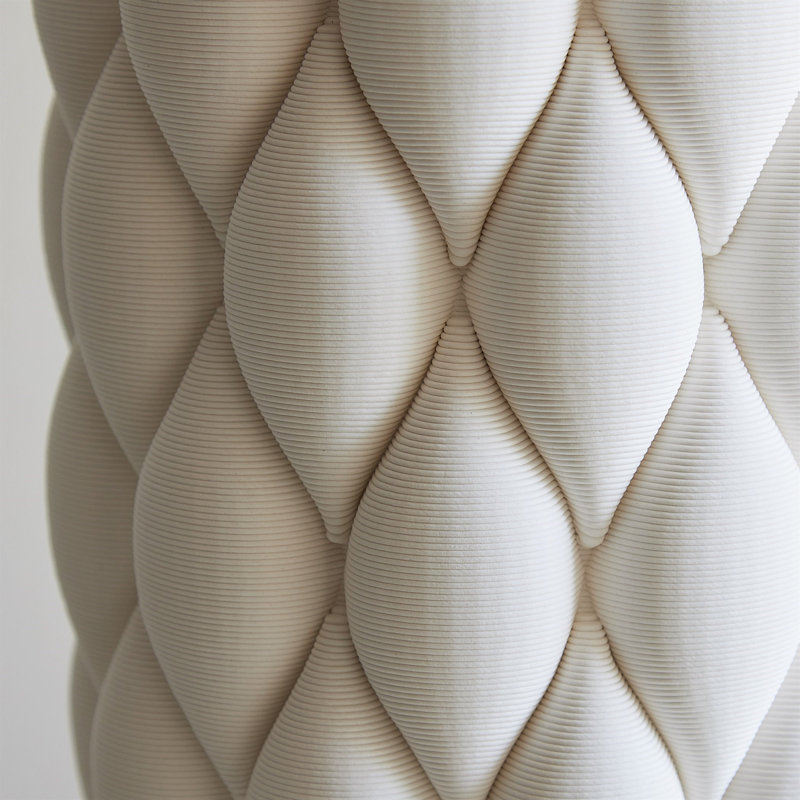 Pillowed Printed Cylinder Vase-Matte White