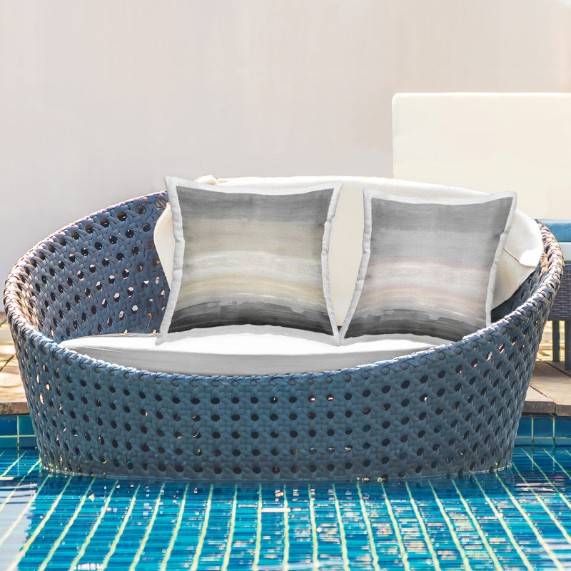 Grey Gradient Abstract Landscape 2 Piece Outdoor Printed Pillow Set by Rachel Springer