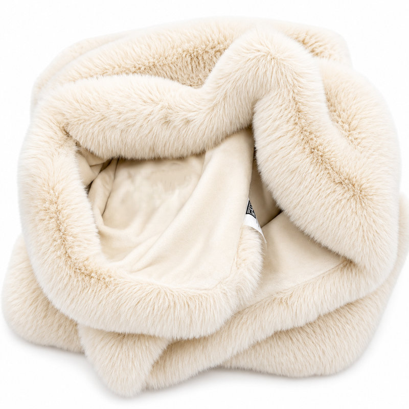 Jeté en fausse fourrure, 60" L x 50" W, Beige
