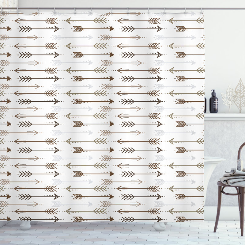 Shower Curtain with Hooks Included, 75" H x 69" W, Taupe Brown/Gray