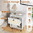 2 PCS Rattan Nightstand Boho End Table with Drawer & Open Shelf for Living Room White-347152593-347152599