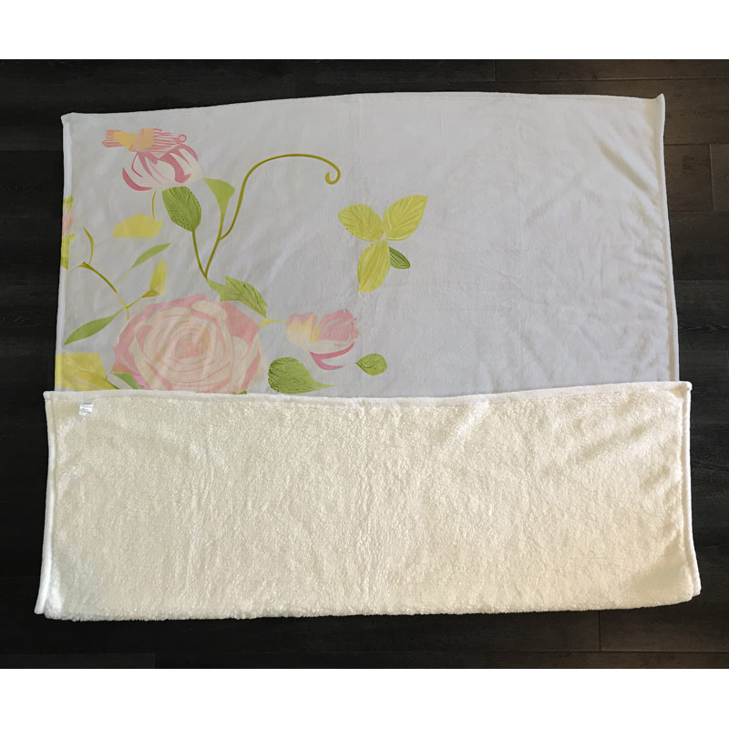 Throw Blanket, 68" W x 80" L, Floral/Abstract, Gray/Pink/Green