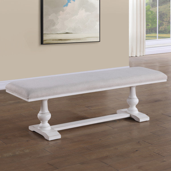 Clarkston Polyester Upholstered Bench, White