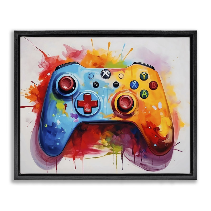 Cadre flottant coloré avec contrôleur de jeu vidéo, design Creative Studio, Cadre flottant noir de jais, H 17 po x l 21 po