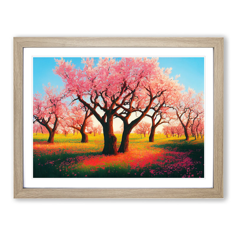 Desirable Spring Forest - Single Picture Frame Painting, 46cm H x 64cm W x 2cm D, Oak