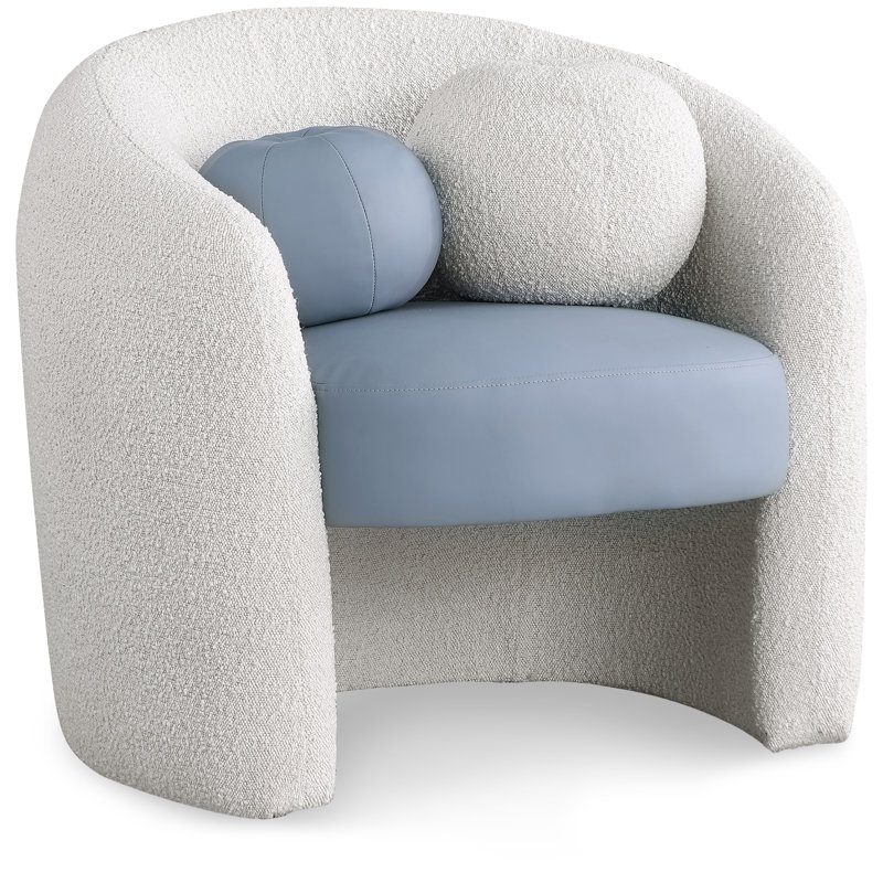 Fauteuil d'appoint Acadia, Cuir végétalien bleu