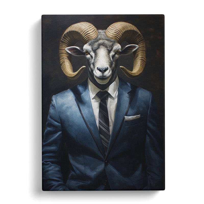 Ram Sheep In A Suit - No Frame Print, 76cm H x 50cm W x 3cm D