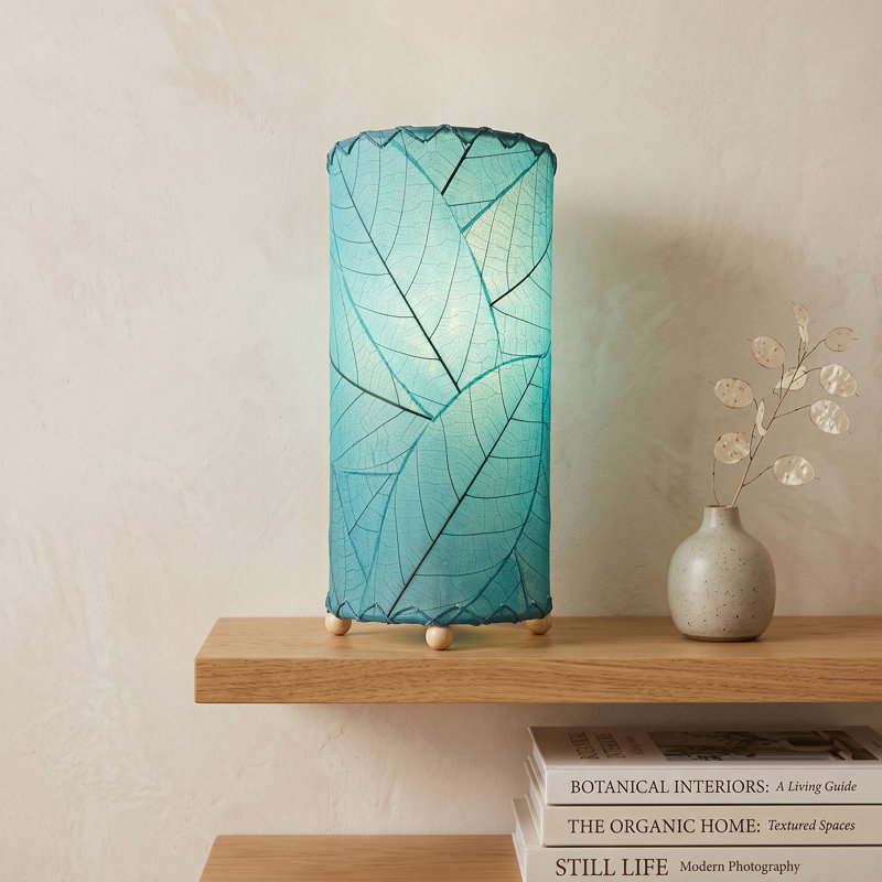12 Inch Cocoa Leaf Cylinder Table Lamp Sea Blue, Sea Blue