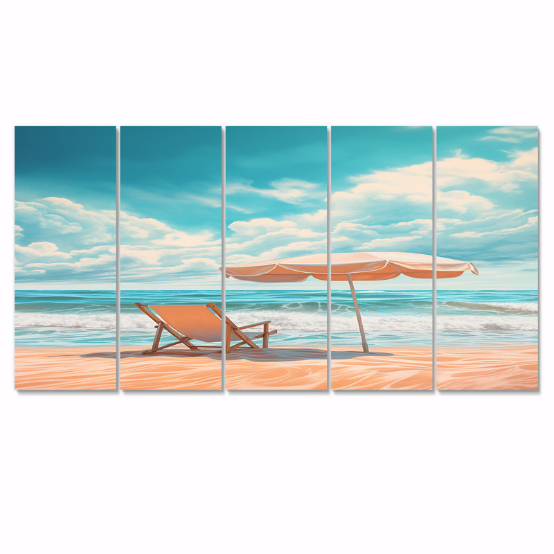 Rhoden - 5 pièces de décoration murale plage, 28" H x 60" W