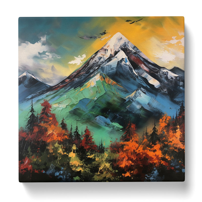 Japanese Mountains Expressionism - No Frame Print, 35cm H x 35cm W x 3cm D