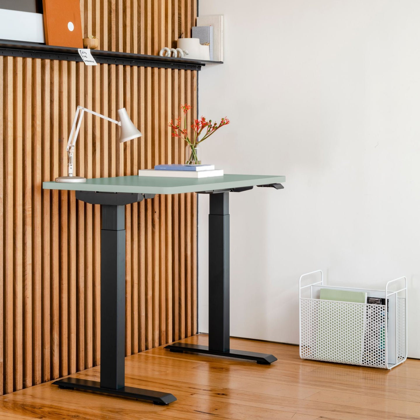 Duo Standing Desk, 47.3" H x 58" W x 27" D, Charcoal, Sage