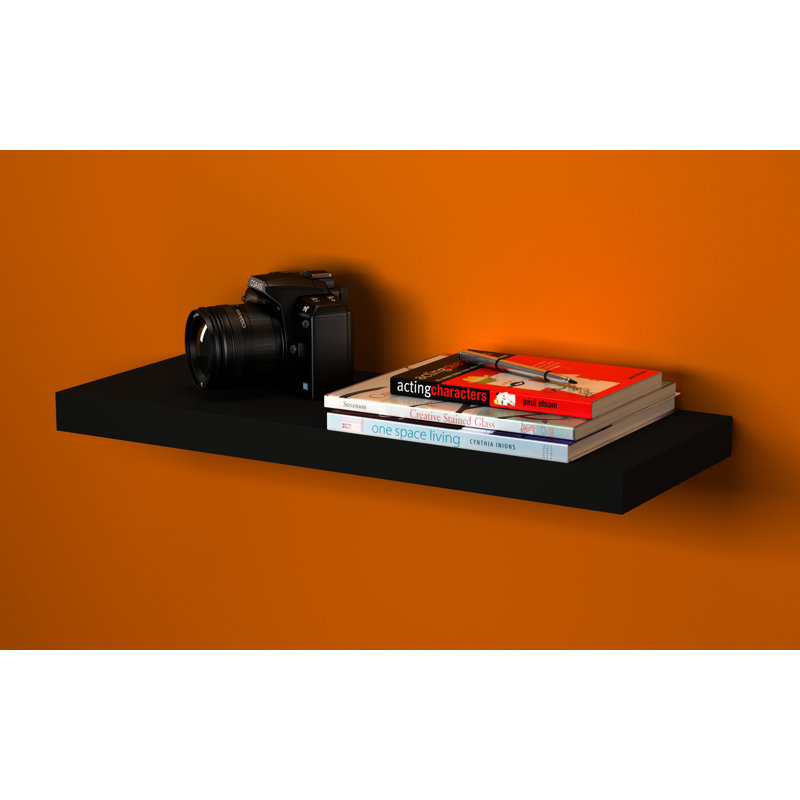 3 Piece Floating Shelf, 4cm H x 80cm W x 23.5cm D, Black