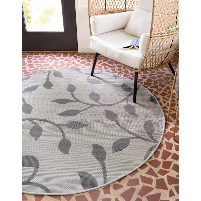 Kozak Floral Indoor / Outdoor Rug, Round 6'1"