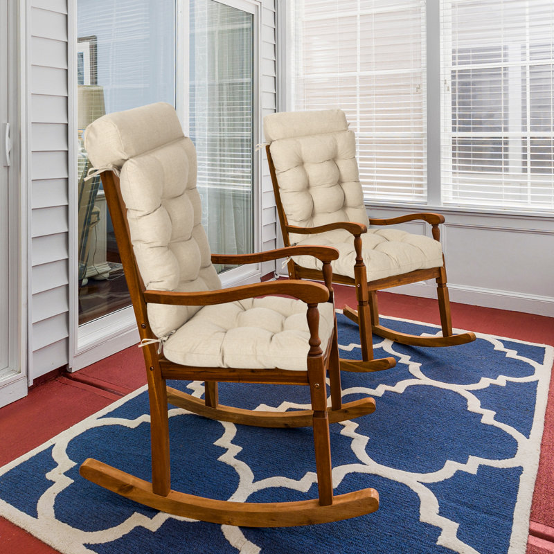  Tufted Rocking Chair Cushion, Set of 2, Khaki