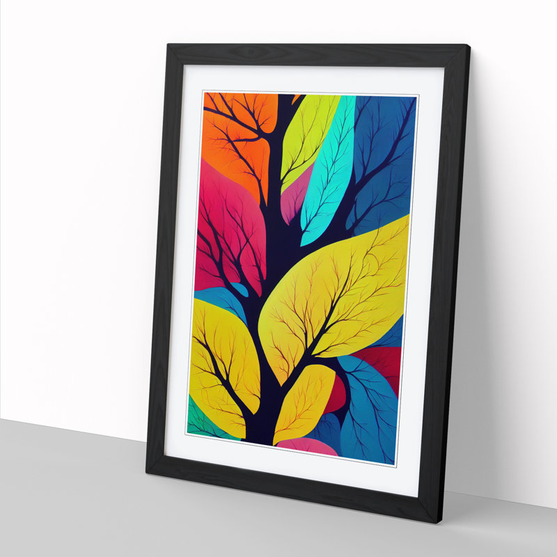 Tree Gouache - Single Picture Frame Print, 64cm H x 46cm W x 2cm D, Walnut