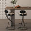 Ensemble de 2 tabourets de bar rembourrés en forme de S avec tabouret de bar rond en velours et imprimé football pour la cuisine et le salon (structure noire et dossier noir)-795951257
