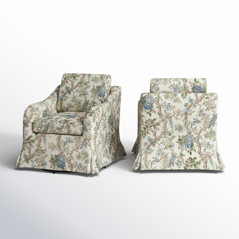Fauteuil pivotant avec housse Asman, Mélange de polyester floral