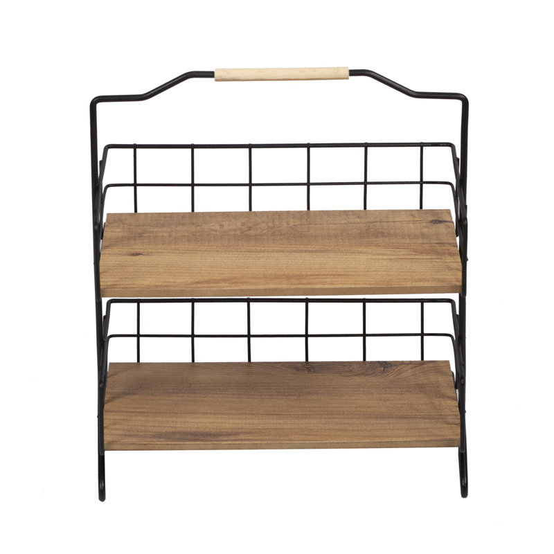 Tablette de salle de bain à 2 niveaux avec structure en métal - l 12 po x H 6 po x P 16 po - noir