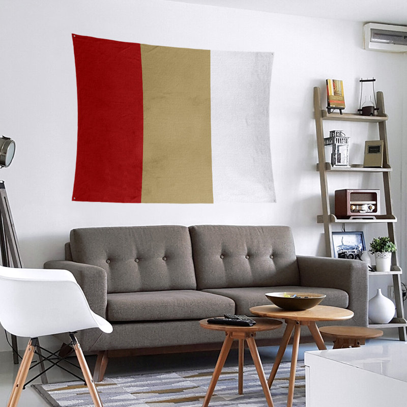 Tapisserie en polyester San Francisco, H 27,5 po x l 37,5 po, Rouge / or / blanc cassé