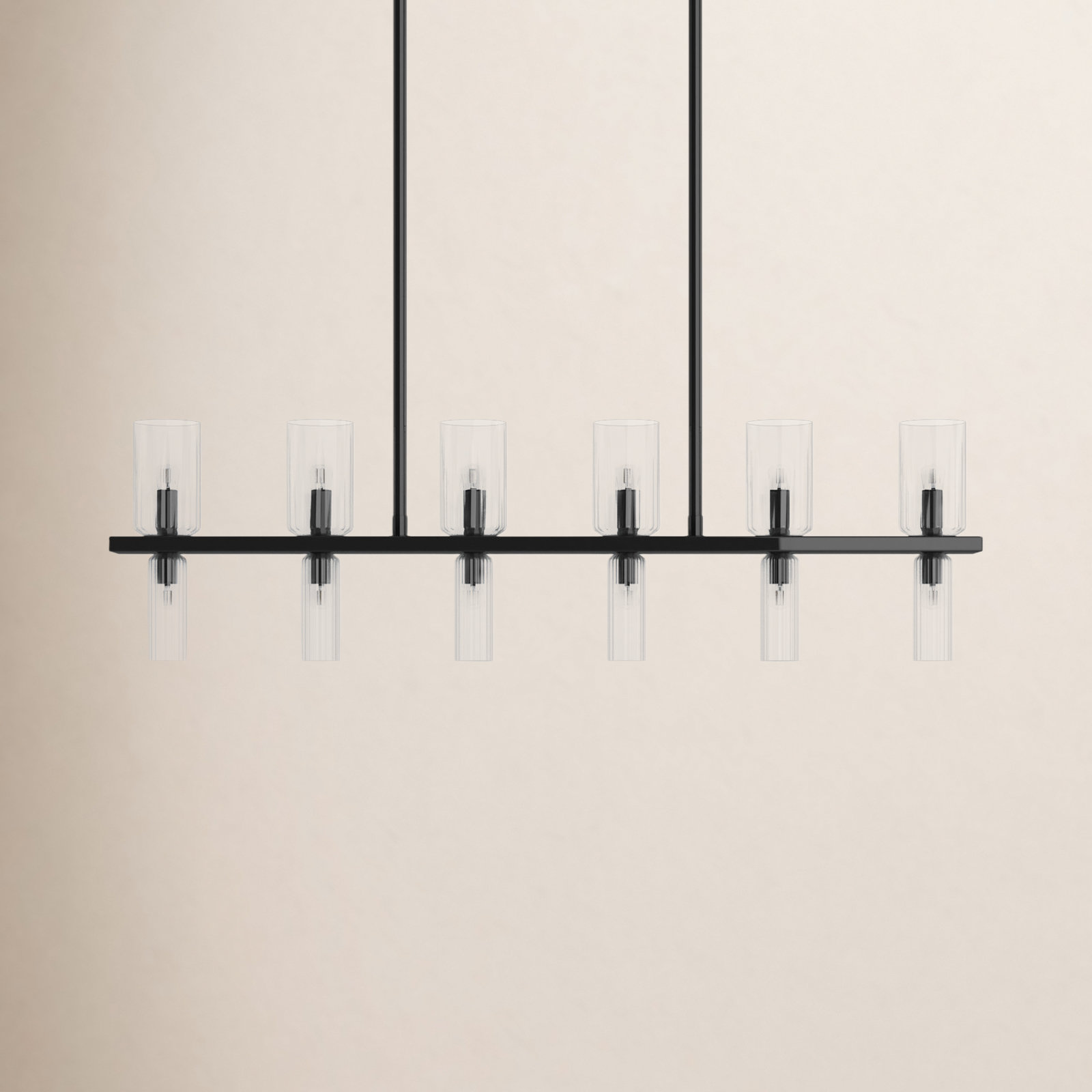 Bartett 12 Light Glass Dimmable Pendant, Soft Black