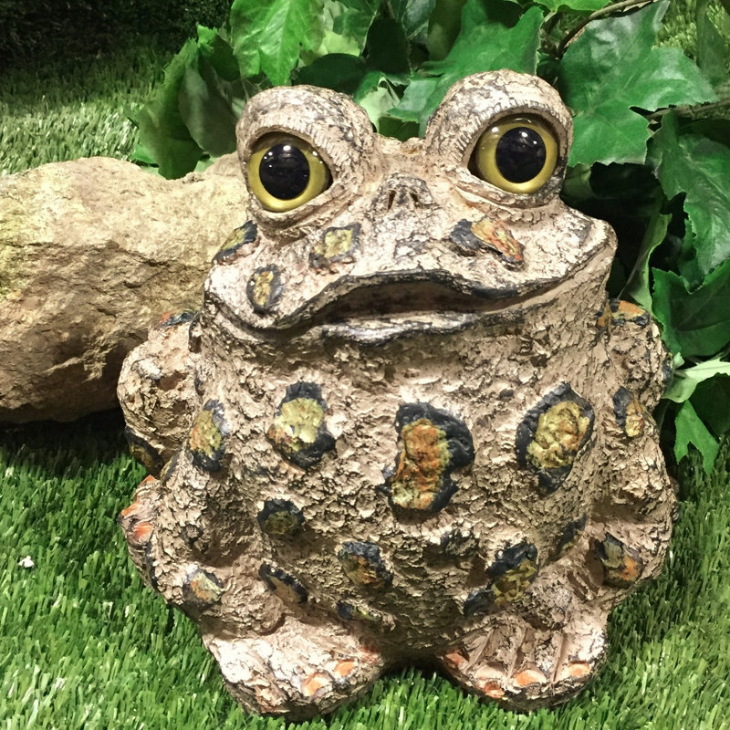 Handcrafted Green Resin Toad Hollow Garden Statue