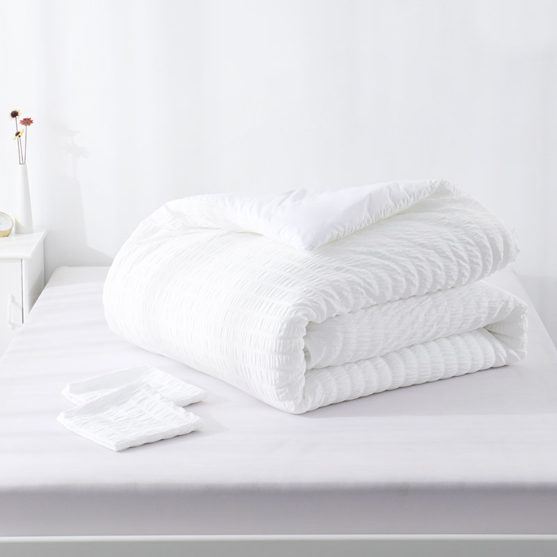 Ensemble d'édredon léger Suniya, Blanc, Édredon pour grand lit + 2 taies décoratives sta