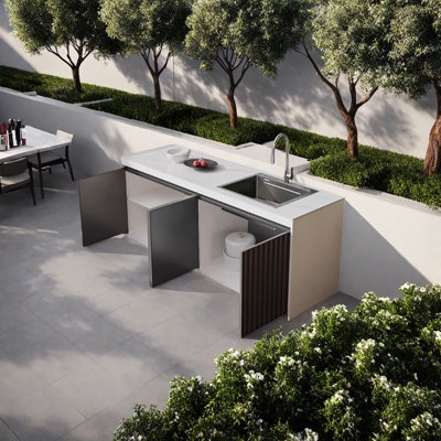 All-Weather Aluminum Wash Basin with Stone Counter
