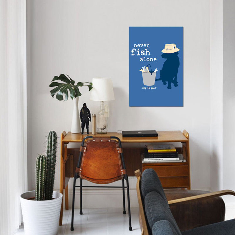 « never fish seule », reproduction d’impression sur toile, H 18 po x l 12 po x P 1,5 po, Toile tendue, Pas de tapis