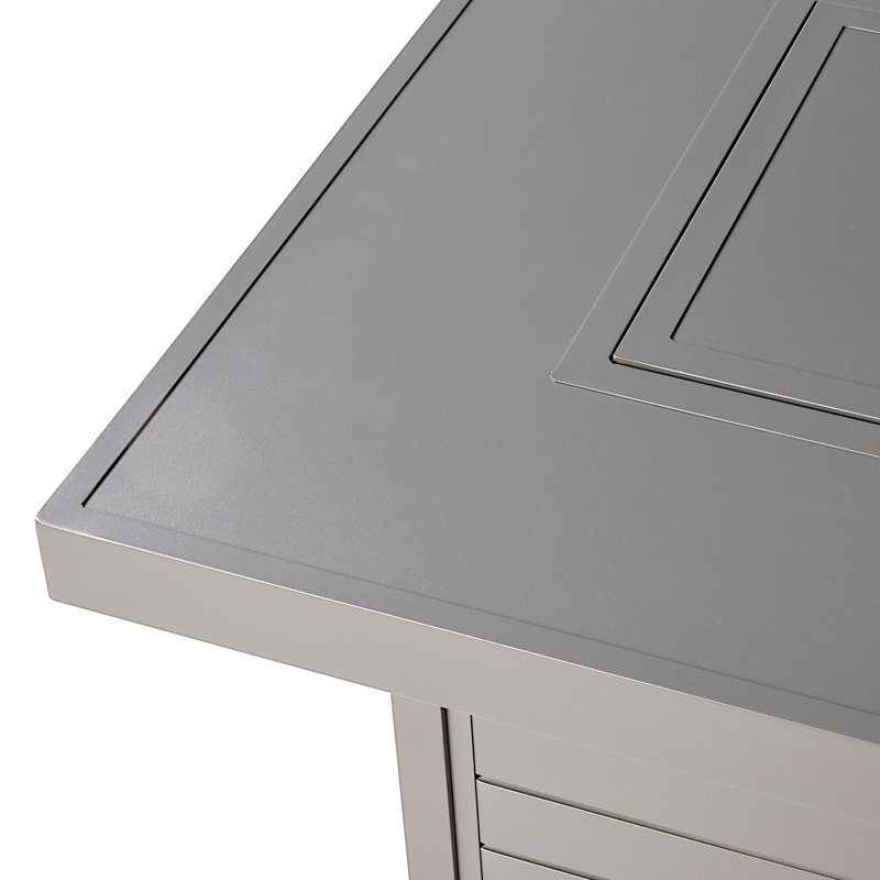 Tarquin Rectangle Aluminum Propane Smokeless Fire Pit Table with Hidden Fuel Tank, Gray