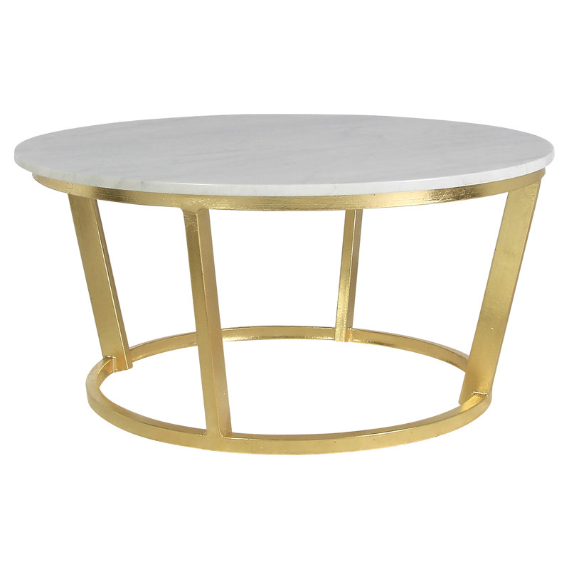 Toronto Frame Coffee Table, Gold Leaf, Carrera Marble