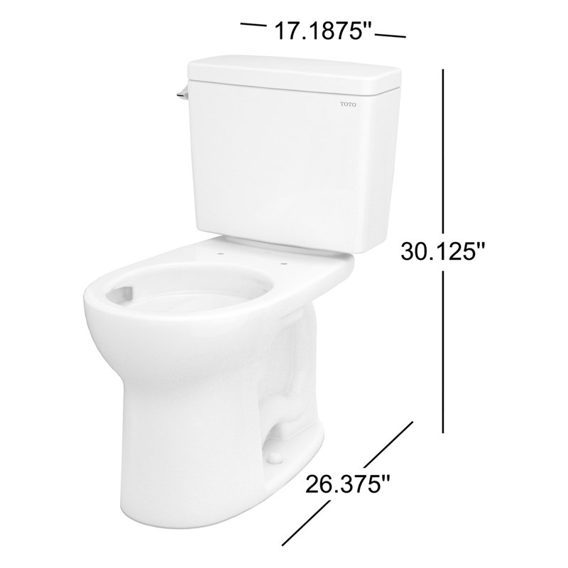 Drake® 1.28 GPF Water Efficient Round Two-Piece Toilet with Tornado Flush (Seat Not Included), Colonial White