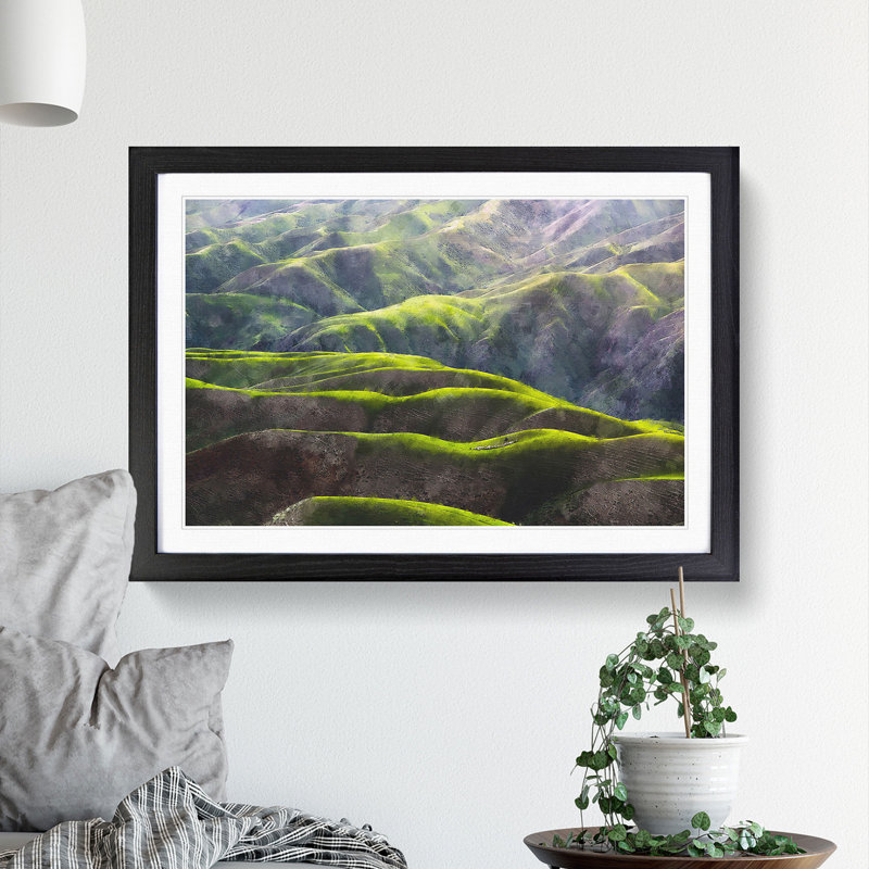 Grassland in Xianjiang China - Picture Frame Painting, 27cm H x 36cm W x 2cm D, Black Framed