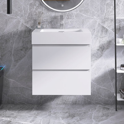 24 po Meuble-lavabo mural simple avec comptoir