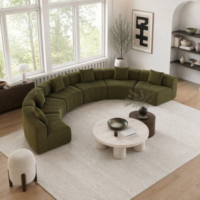 Curved Modular Sofa with Pillows