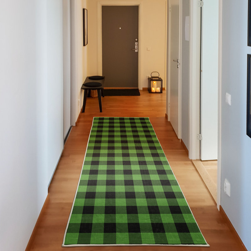 Tapis décoratif à longues fibres en polyester à haute densité Shameem, Tapis de couloir 2 pi 5 po x 7 pi 5 po