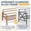 Ensemble de mobilier d'extérieur 4 pièces, structure entièrement en aluminium avec finition grain de bois, causeuse rembourrée, 2 fauteuils et table basse en bois et plastique, sièges modernes