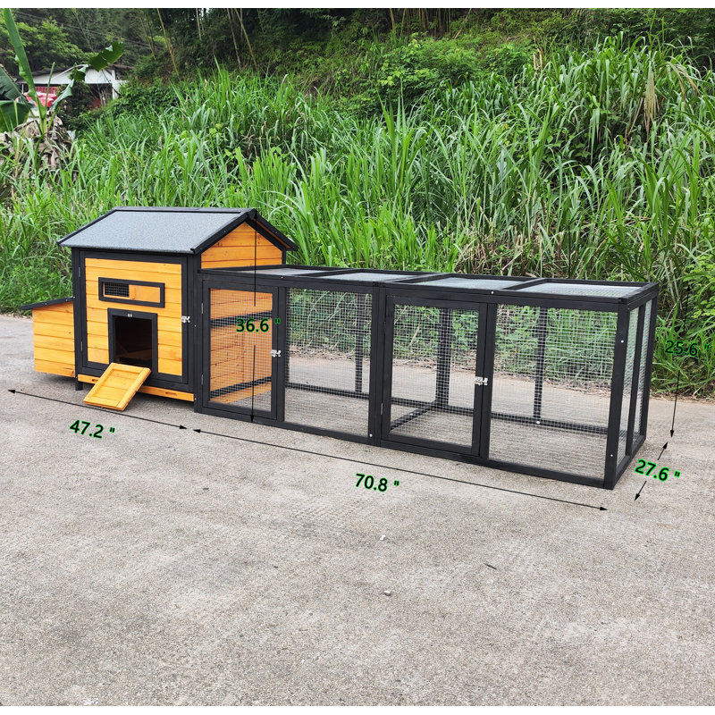 Grand poulailler en bois 118 po avec nichoir, plateau coulissant anti-fuite, toit en asphalte et portes en libre-service 118 po - Cage à volaille sécurisée pour utilisation dans une cour arrière