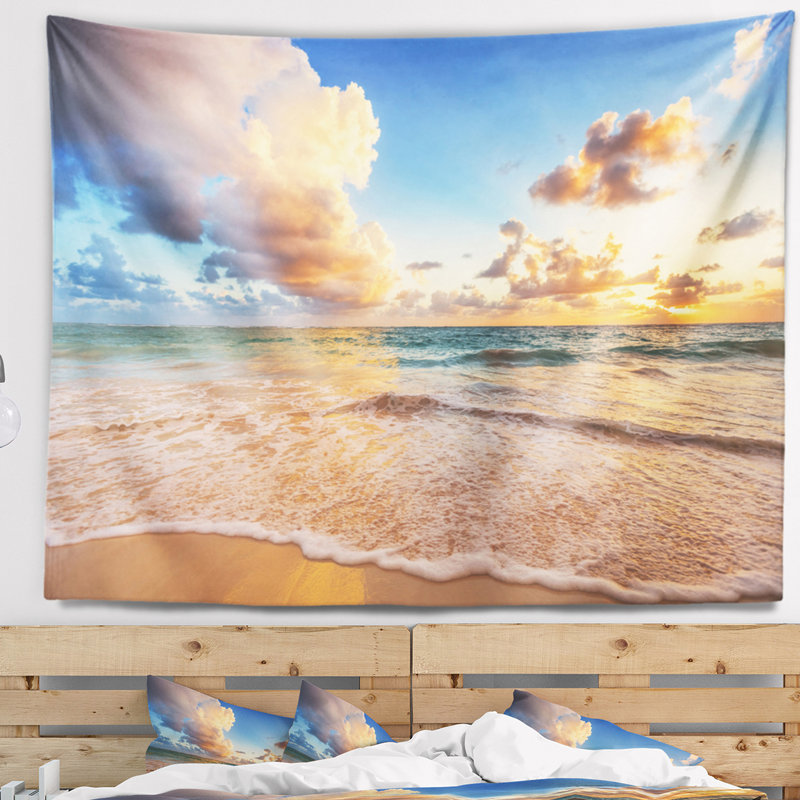 Magnifique tapisserie sur la plage, H 32 po x l 39 po