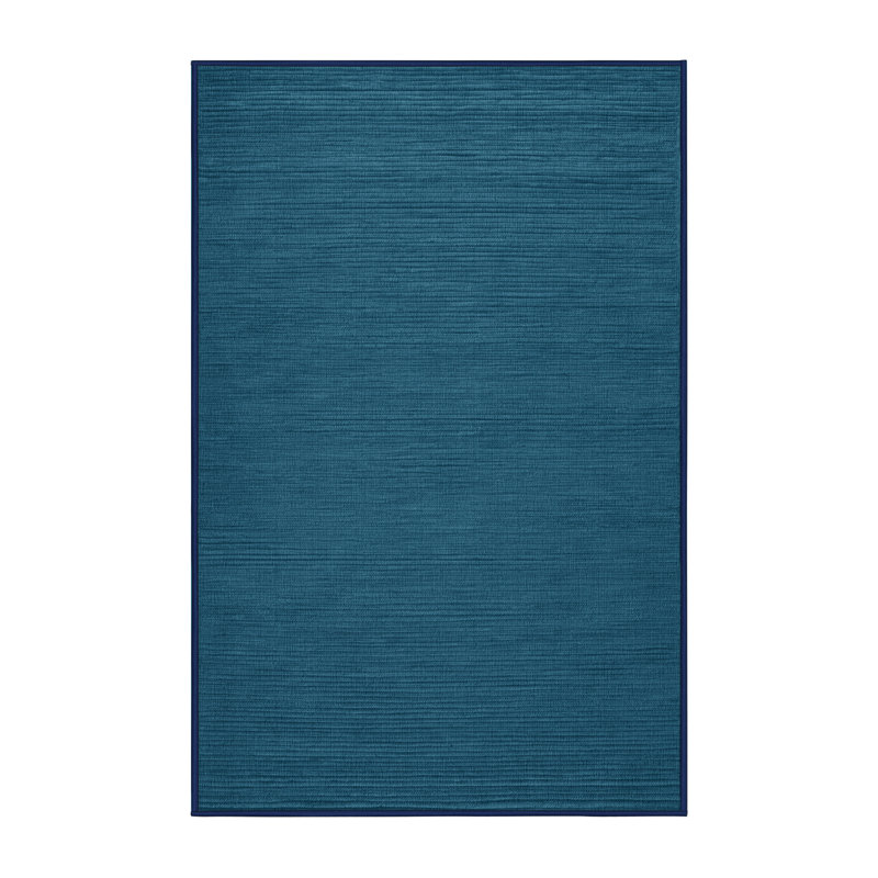 Tapis bleu uni lavable à la machine, Rectangulaire 2 pi x 3 pi