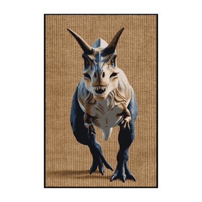 Machine Washable Dinosaurs Brown Area Rug