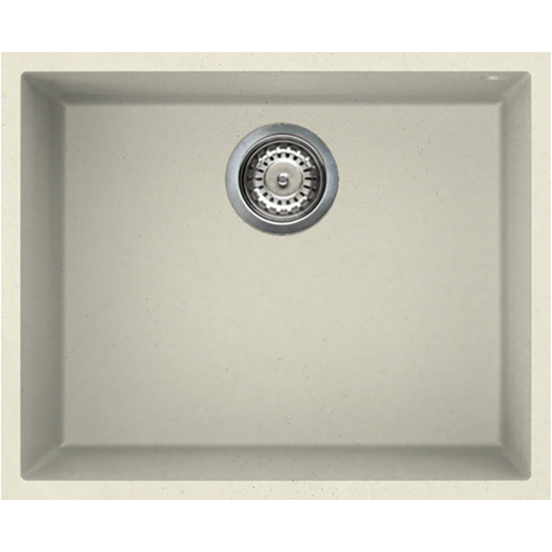 Quadra Single Basin Undermount Kitchen Sink, Antique White