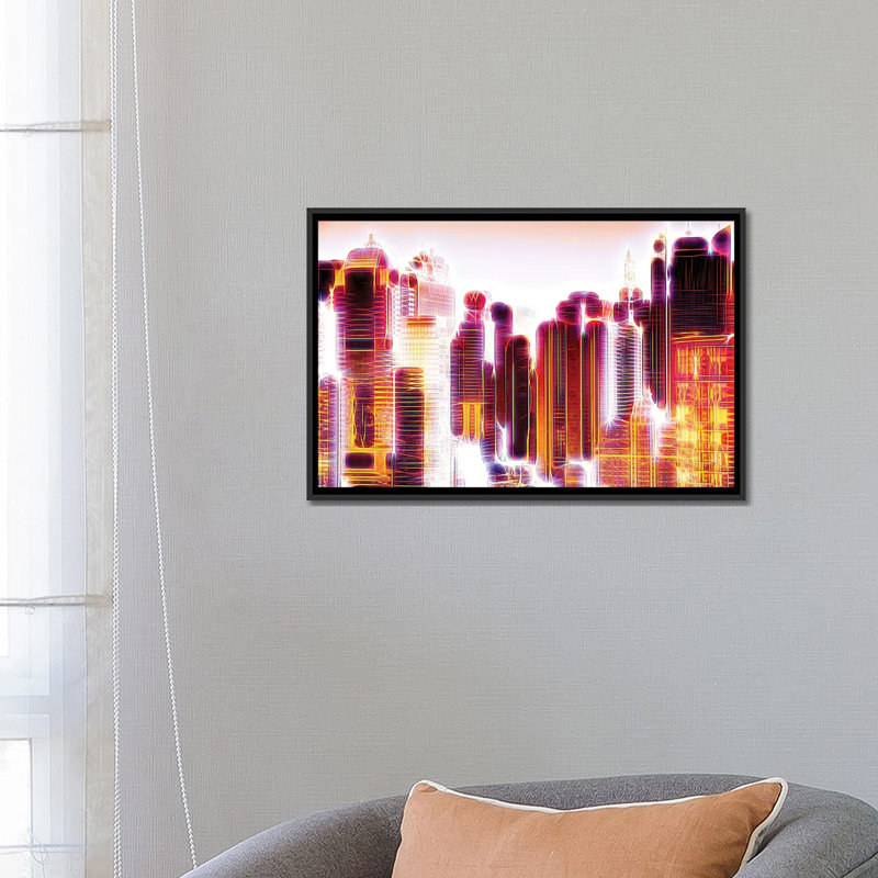 «Red Lights I», impression sur toile, H 18 po x l 26 po x P 1,5 po, Toile avec cadre noir, Pas de tapis