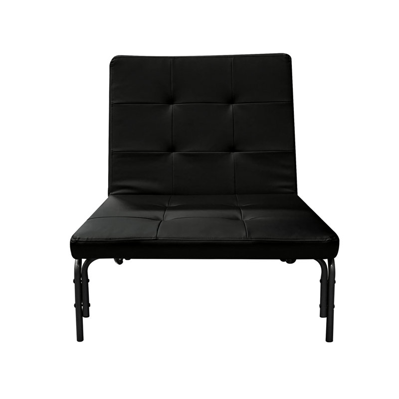 Fauteuil futon noir réglable qui se transforme en lit pliable, rembourré d'unité centrale pour plus de confort, structure en métal et roulettes, capacité de charge de 220 lb, mode 37 po x P 28 po x H 33 po, lit 75 po x H 11 po