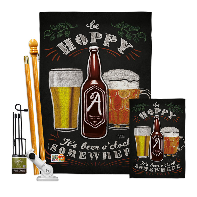 Hoopy Beer O'clock - Impressions Decorative 2-Sided Polyester 40 x 28 in. Flag Set