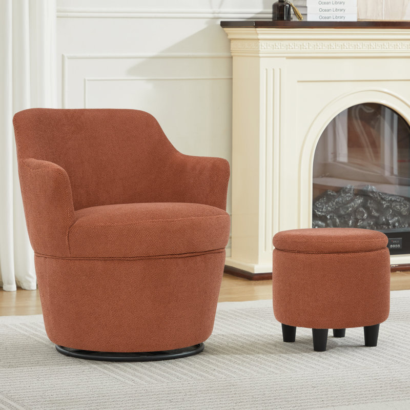 Fauteuil demi-tonneau pivotant avec rangement 360 °, Orange