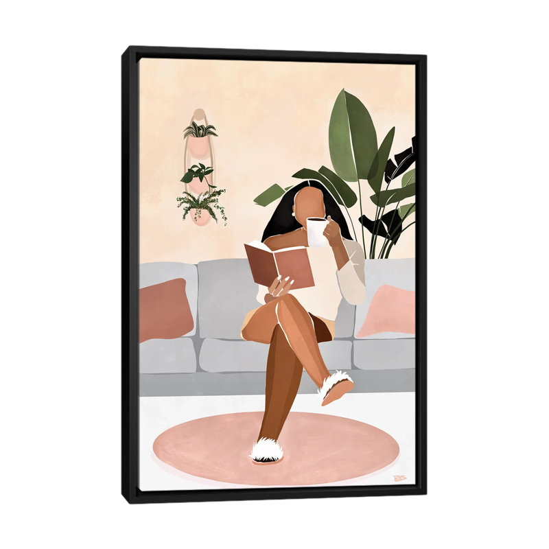 « Lounge » par Bria Nicole-impression d’art graphique, H 26 po x l 18 po x 1,5 po, Toile avec cadre noir, Pas de tapis