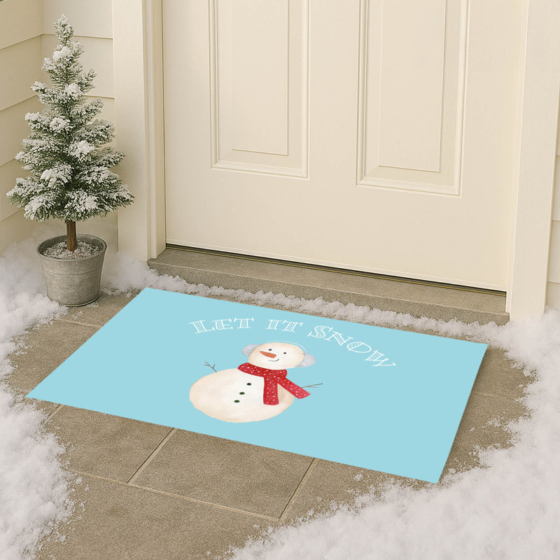 Tapis d'extérieur Let it Snow, L 17 po x L 24 po, Bleu