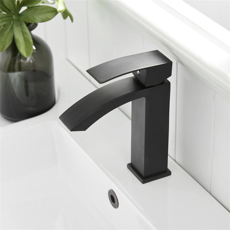 Robinet de salle de bain, robinet brossé pour lavabo de salle de bain, robinet de salle de bain monotrou moderne, Noir