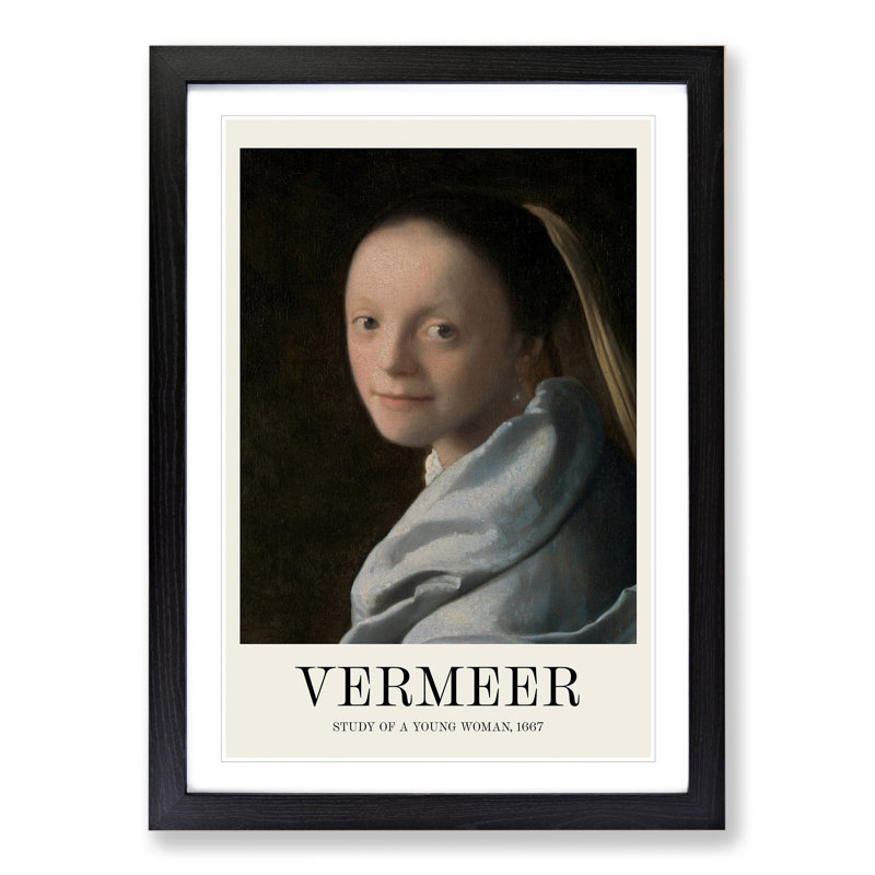 Study Of A Young Woman by Johannes Vermeer - Single Picture Frame Print, 65cm H x 48cm W x 2cm D, Black Framed