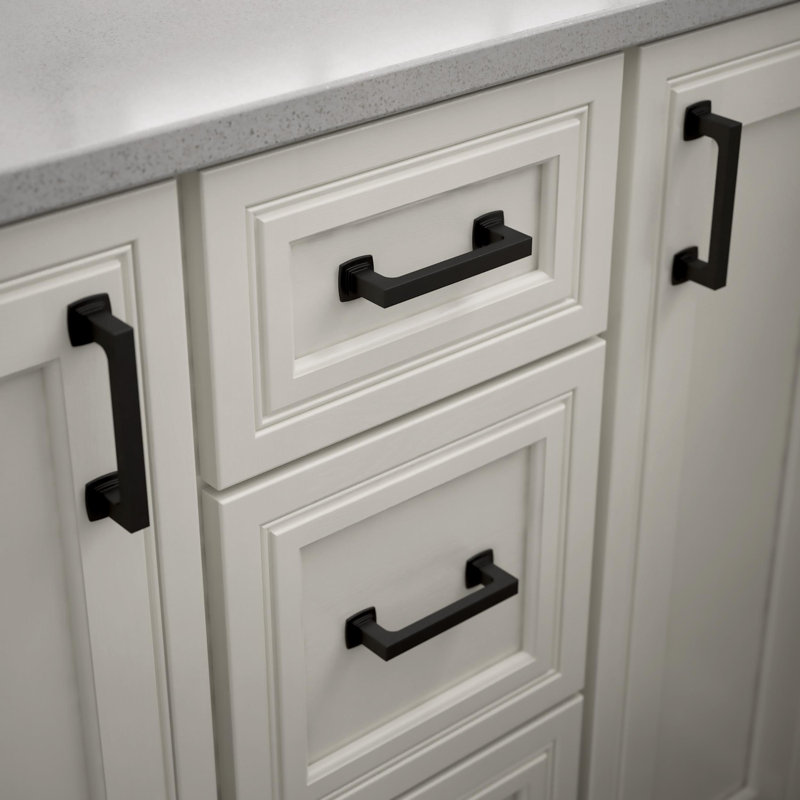 Matte Black Brass Bar Pulls with Mounting Hardware, Set of 5